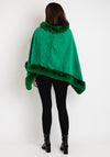 Serafina Collection One Size Heart Embossed Faux Fur Poncho, Green