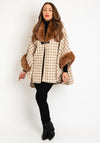 Serafina Collection One Size Faux Fur Trim Poncho, Beige