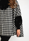 Serafina Collection One Size Faux Fur Trim Poncho, Black