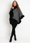 Serafina Collection One Size Faux Fur Trim Poncho, Black