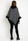 Serafina Collection One Size Faux Fur Trim Poncho, Black