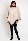 Serafina Collection One Size Faux Fur Poncho, Beige
