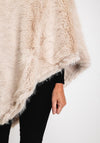 Serafina Collection One Size Faux Fur Poncho, Beige