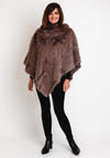Serafina Collection One Size Faux Fur Poncho, Brown