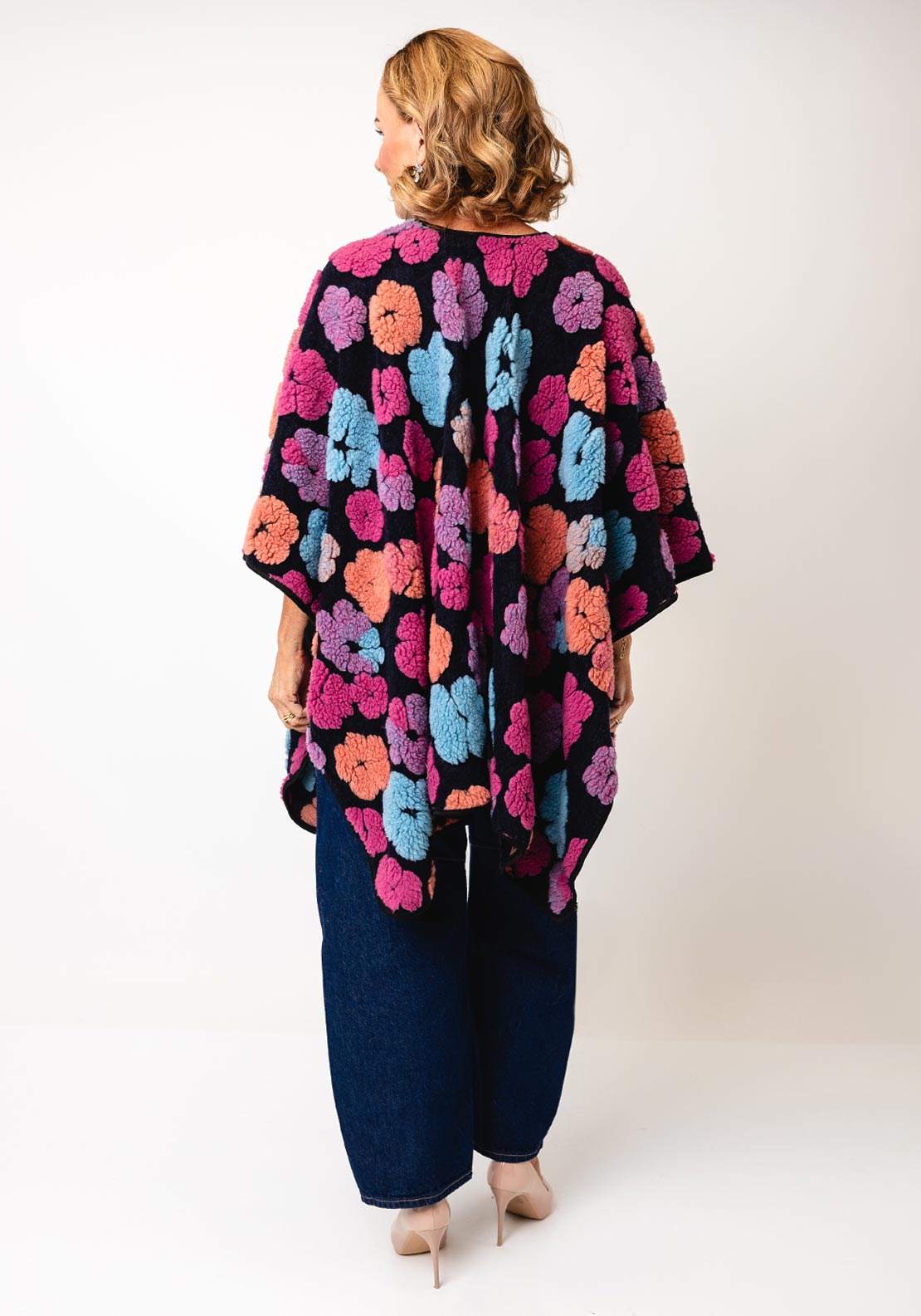 Serafina Collection One Size Flower Cape, Navy