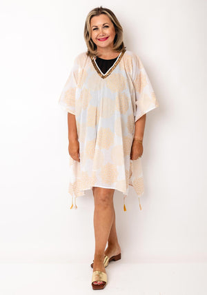 Serafina Collection One Size Sequin Neck Beach Cover up, Orange