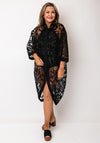 Serafina Collection Sheer Lace Shirt Dress, Black