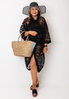 Serafina Collection Sheer Lace Shirt Dress, Black