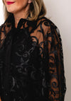 Serafina Collection Sheer Lace Shirt Dress, Black