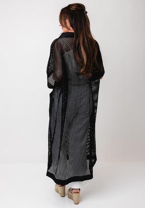 Serafina Collection One Size Longline Grid Shirt, Black