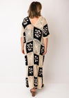 Serafina Collection One Size Crochet Beach Dress, Cream and Black