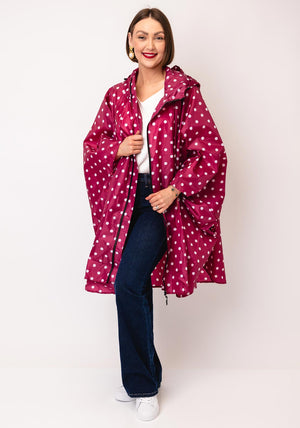 Serafina Collection One Size Polka Dot Print Rain Poncho, Pink