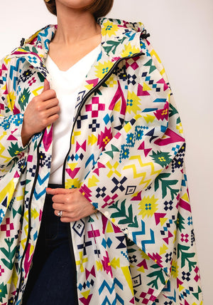 Serafina Collection One Size Aztec Print Rain Poncho, Multi-Coloured