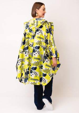 Serafina Collection One Size Cloud Print Rain Poncho, Yellow