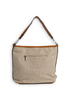 Zen Collection Floral Twill Patch Shoulder Bag, Beige
