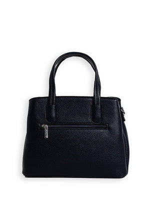 Zen Collection Faux Leather Flower Charm Small Grab Bag, Navy