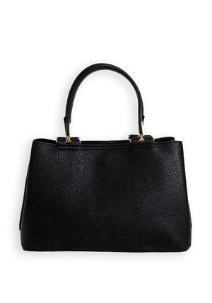 Zen Collection Pebbled Faux Leather Small Grab Bag, Black