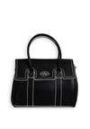 Zen Collection Stitching Detailed Medium Grab Bag, Black