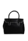 Zen Collection Stitching Detailed Medium Grab Bag, Black