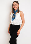 Serafina Collection Horse Shoe Silk Blend Neck Scarf, Blue