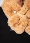 Serafina Collection Pearl Detail Faux Fur Scarf, Camel