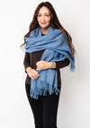 Serafina Collection Leaf  Imprinted  Wool Pashmina, Blue