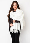 Serafina Collection Leaf  Imprinted  Wool Pashmina, White