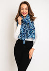 Serafina Collection Metallic Swirl Print Scarf, Blue