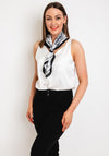 Serafina Collection Oriental Print Silk Blend Neck Scarf, White