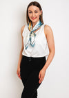 Serafina Collection Oriental Print Silk Blend Neck Scarf, Teal