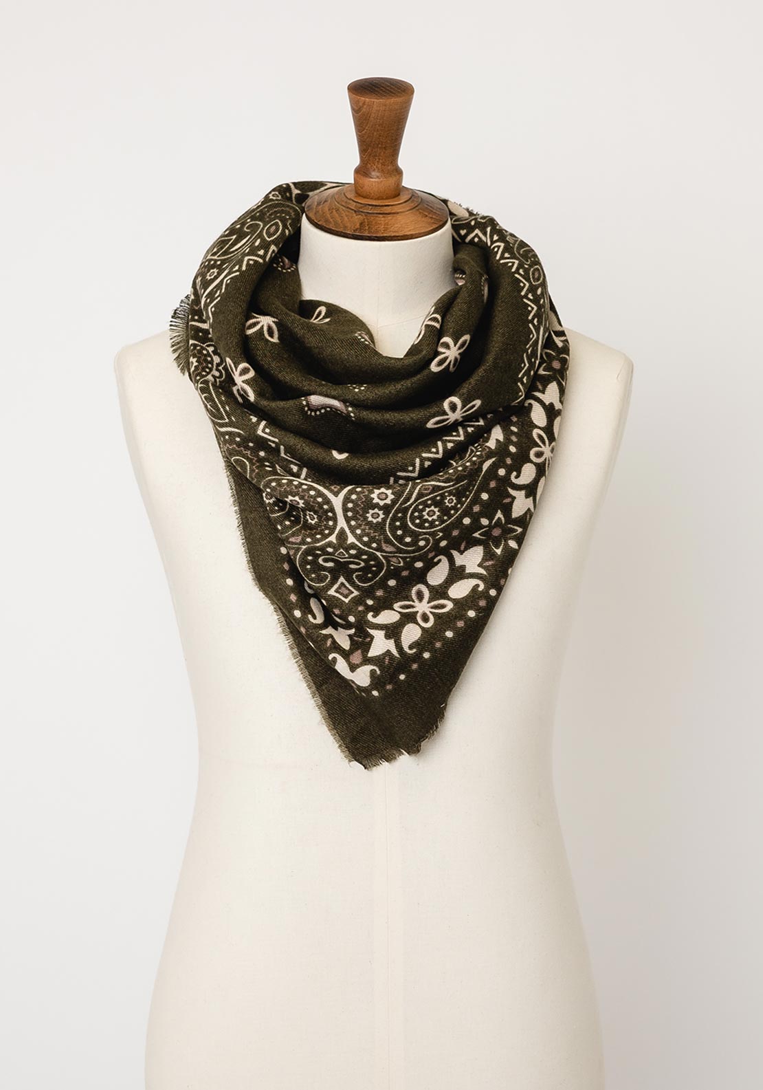 Serafina Collection Paisley Print Scarf, Green
