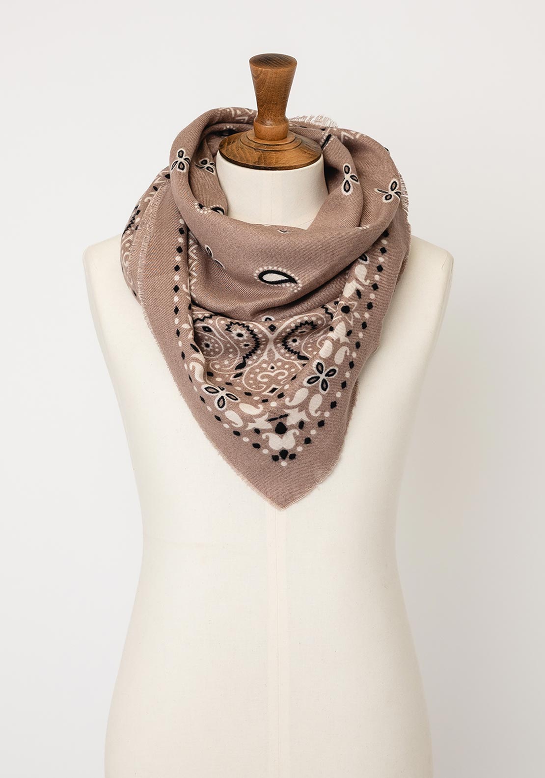 Serafina Collection Paisley Print Scarf, Taupe