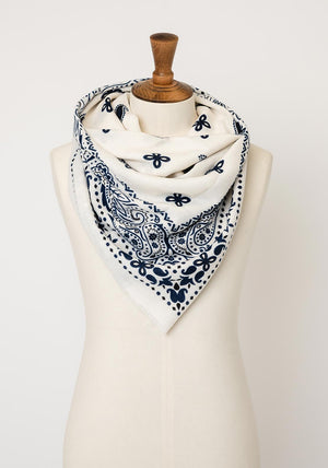 Serafina Collection Paisley Print Scarf, White