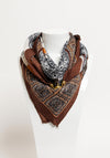 Serafina Collection Magnetic Geometric Tile Print Scarf, Wine