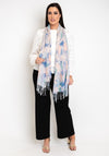 Serafina Collection Abstract Print Lurex Tassel Trim Scarf, Blue