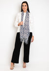 Serafina Collection Geo Lurex Tassel Trim Scarf, Navy