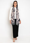 Serafina Collection Brushstroke Lurex Tassel Trim Scarf, Grey