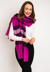 Serafina Collection Wool Blend Striped Scarf, Fuchsia
