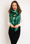 Serafina Collection Metallic Fan Leaf Print Scarf, Green