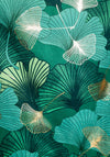 Serafina Collection Metallic Fan Leaf Print Scarf, Green