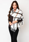 Serafina Collection Checked  Print Wool Pashmina, Ecru