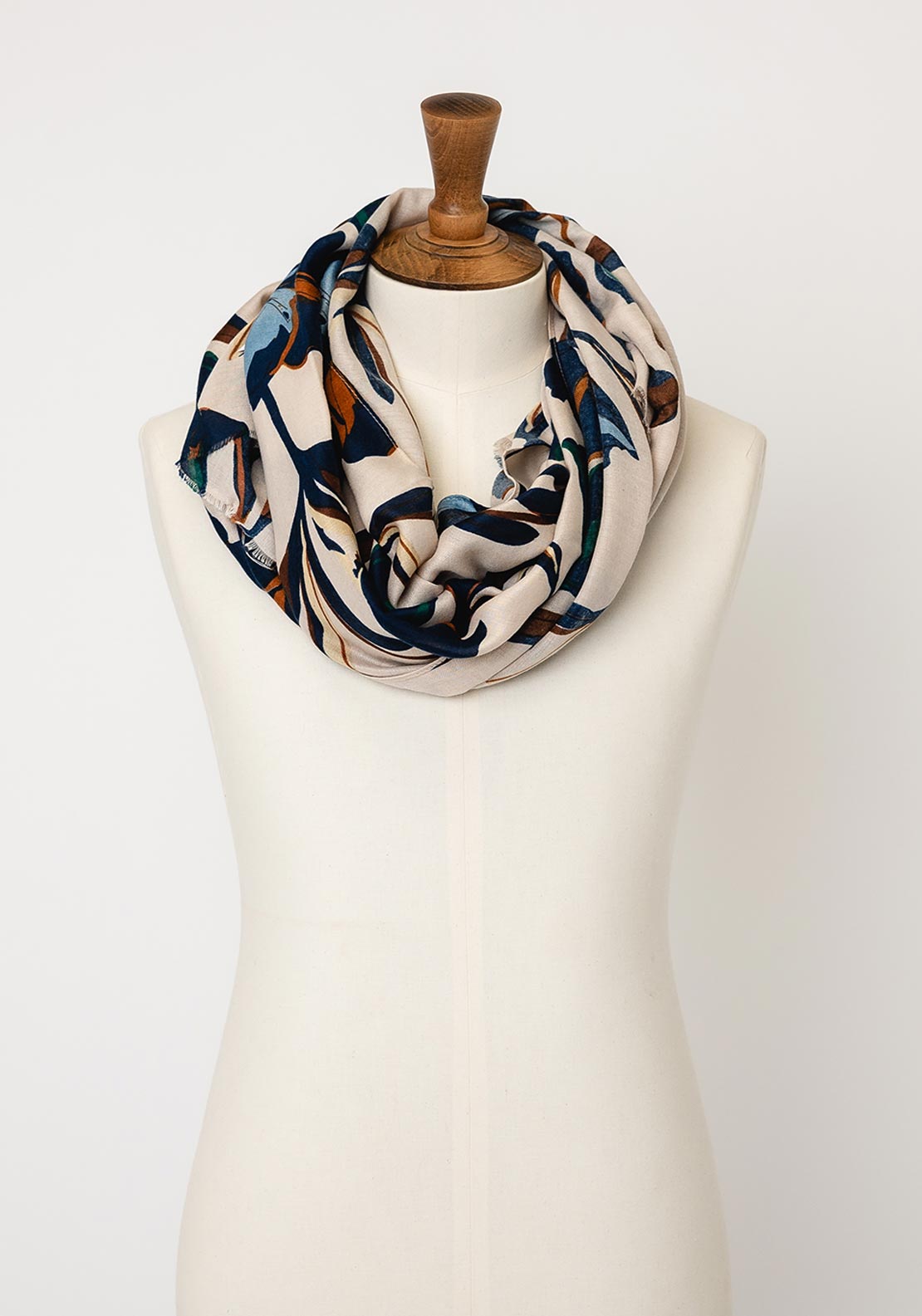 Serafina Collection Lilly Print Scarf, Beige Multi