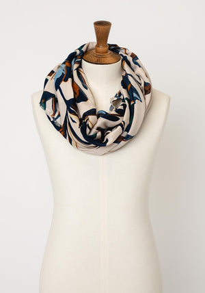 Serafina Collection Lilly Print Scarf, Beige Multi