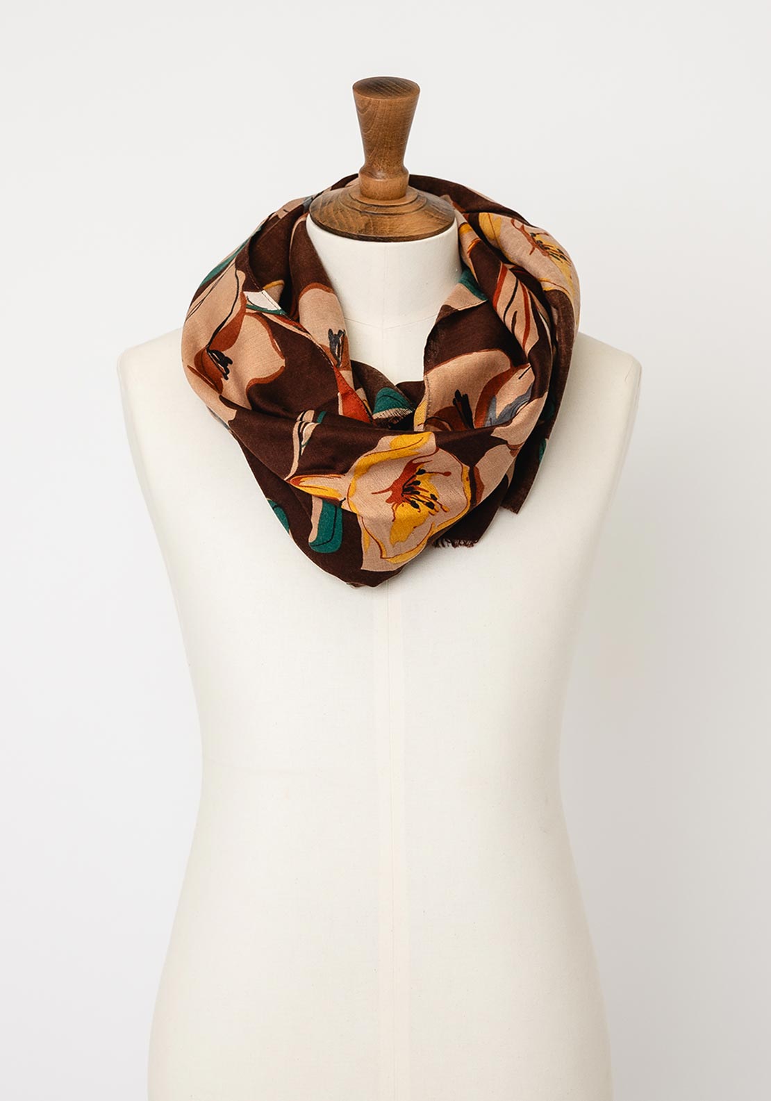 Serafina Collection Lilly Print Scarf, Brown Multi
