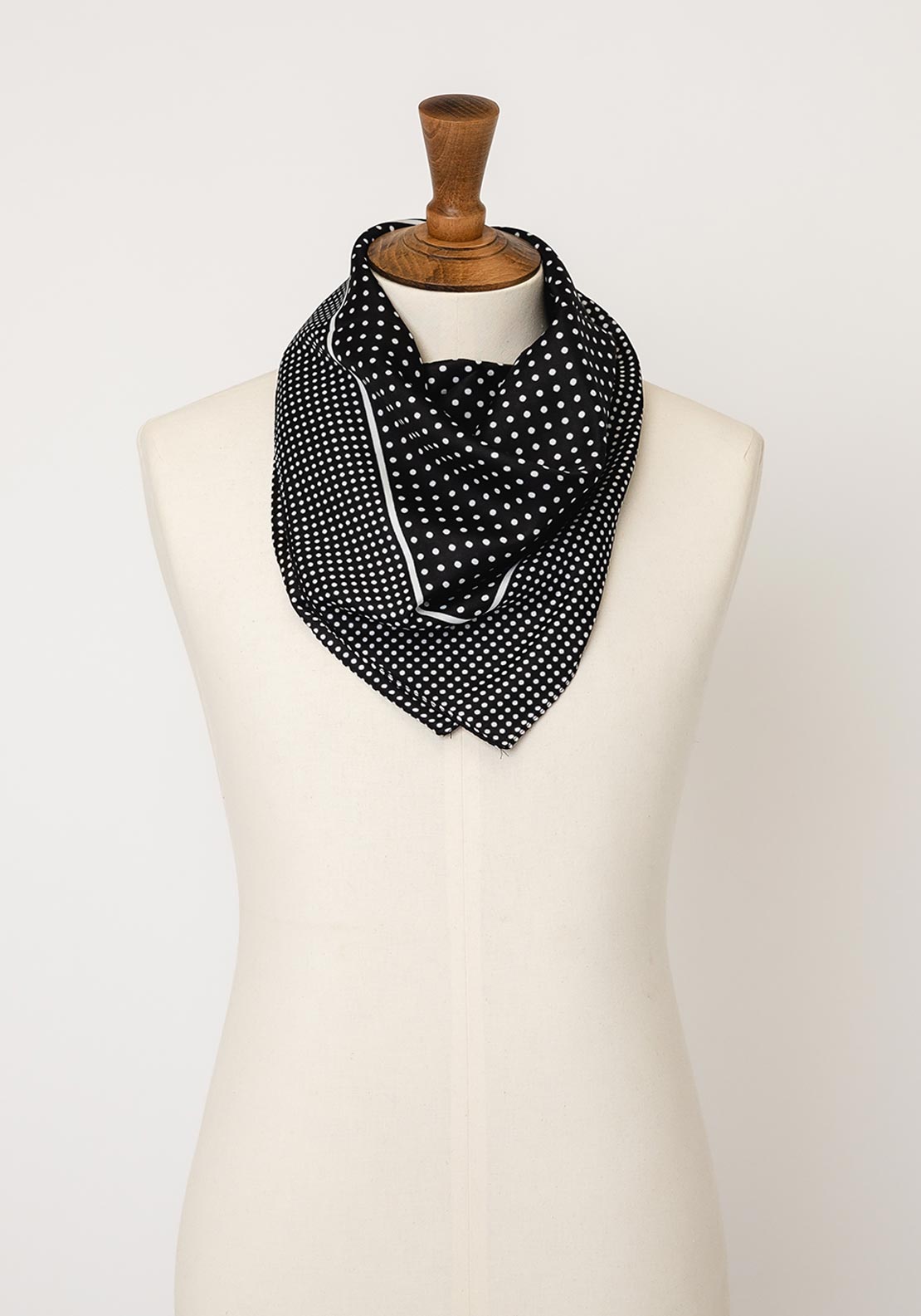 Serafina Polka Dot Neck Scarf, Black & White