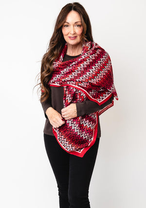 Serafina Collection Geometric Print Cotton Scarf, Red