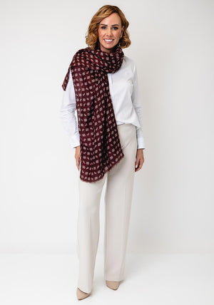 Serafina Collection Abstract Print Cotton-blend Scarf, Wine Multi