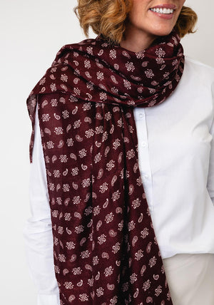 Serafina Collection Abstract Print Cotton-blend Scarf, Wine Multi