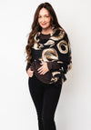 Serafina Collection Ring Print Wool Scarf, Black