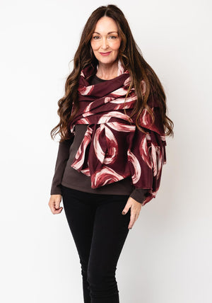 Serafina Collection Ring Print Wool Scarf, Red